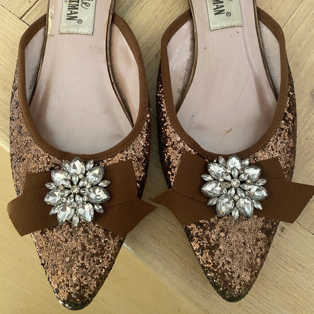 Jamie Kreitman Brown Glitter Rhinestone Slip On